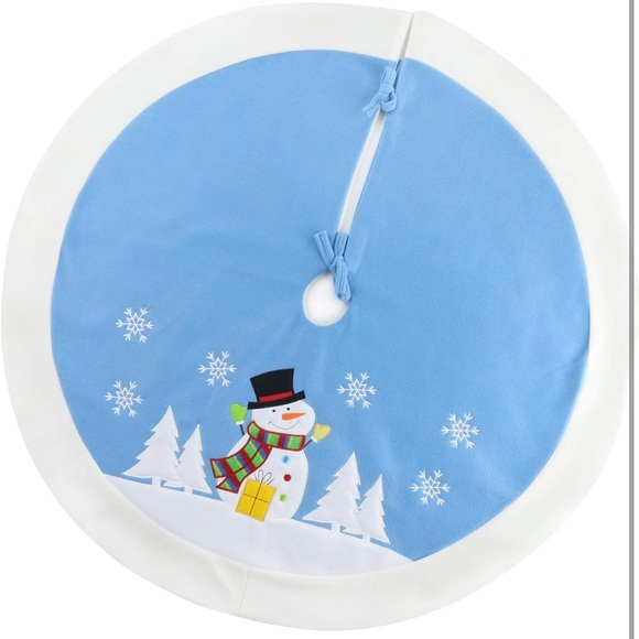 36'' Snowman☃️Christmas Tree🎄Skirt w Adorable🥰Snowman☃️& Snowflake❄️Tree Mat - Picture 4 of 8